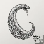 Neo-traditional tattoo design of a sandworm (… – tattoo sketch (№1753148858_0, 22.07.2025 01:47) — tattoovalue.net