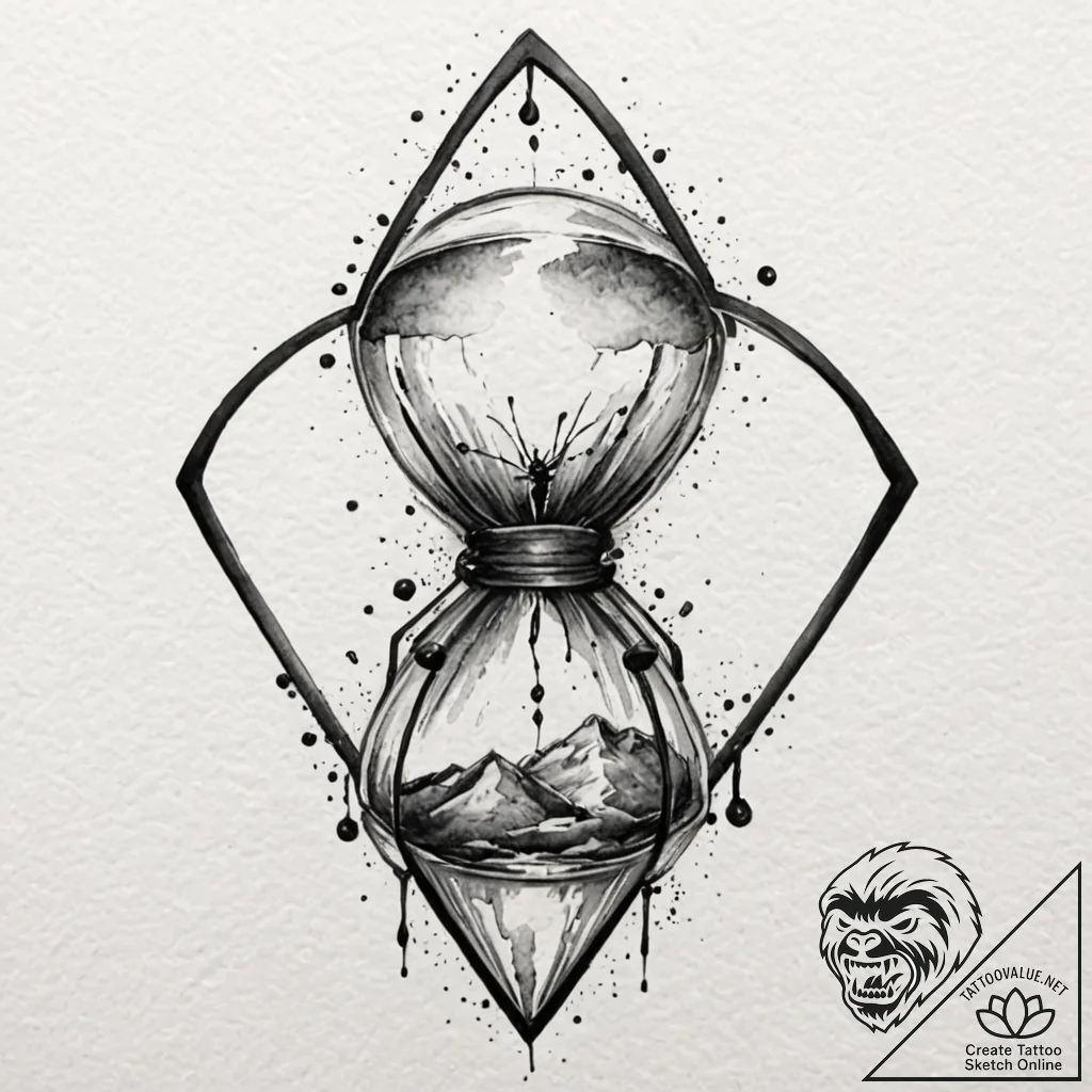 A minimalist tattoo of the black widow hourgl... - tattoo sketch (№1753149030_0, 22.07.2025 01:50) — tattoovalue.net