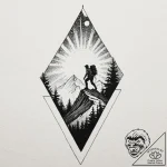 Tattoo sketch a mountain climber reaching a s… – tattoo sketch (№1753149201_0, 22.07.2025 01:53) — tattoovalue.net