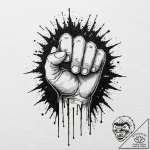 Tattoo sketch a stylized fist punching throug… – tattoo sketch (№1753149797_0, 22.07.2025 02:03) — tattoovalue.net