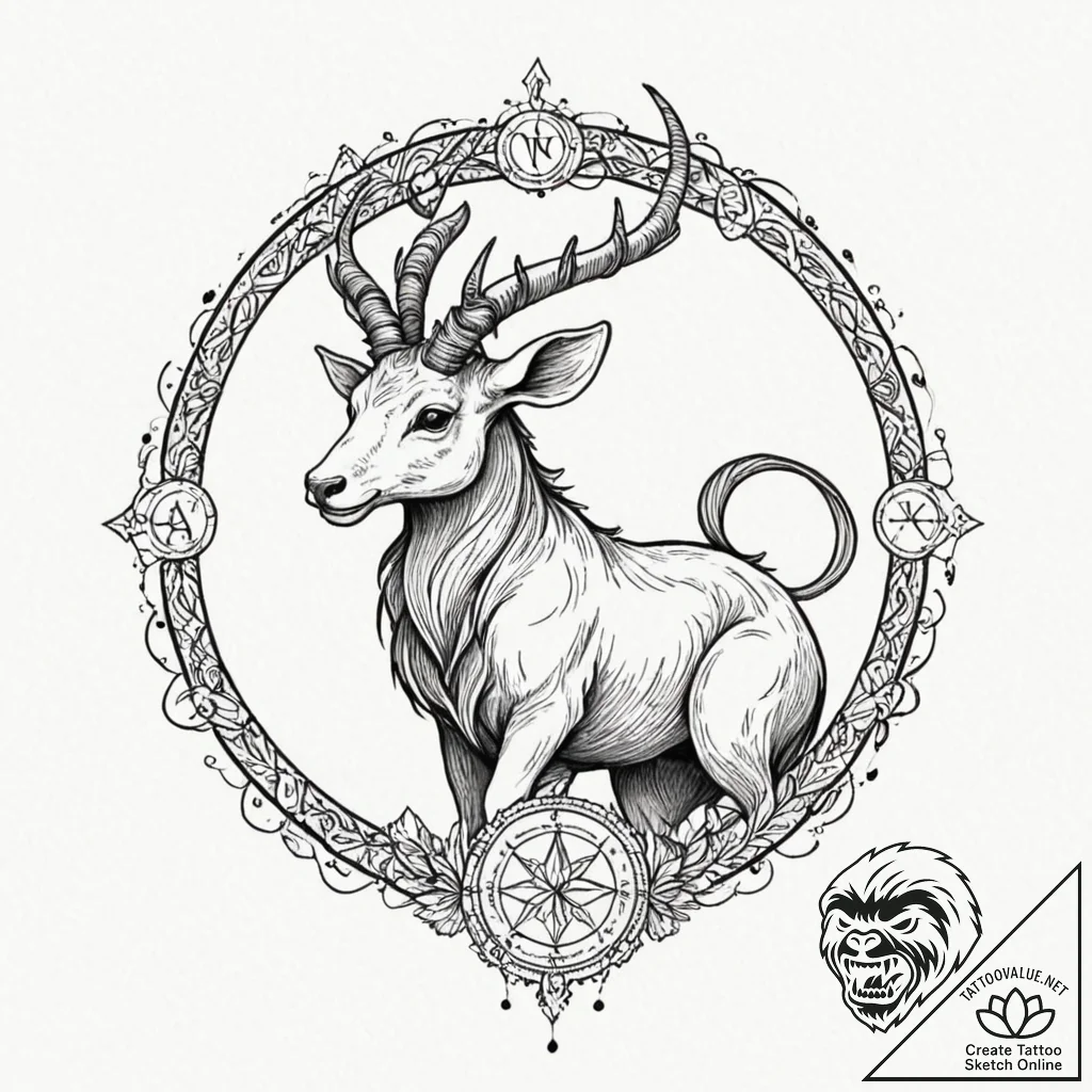 Tattoo sketch a neo-traditional zodiac animal... - tattoo sketch (№1753150992_0, 22.07.2025 02:23) — tattoovalue.net