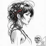 A sketch of major motoko kusanagi from ghost… – tattoo sketch (№1753151246_0, 22.07.2025 02:27) — tattoovalue.net