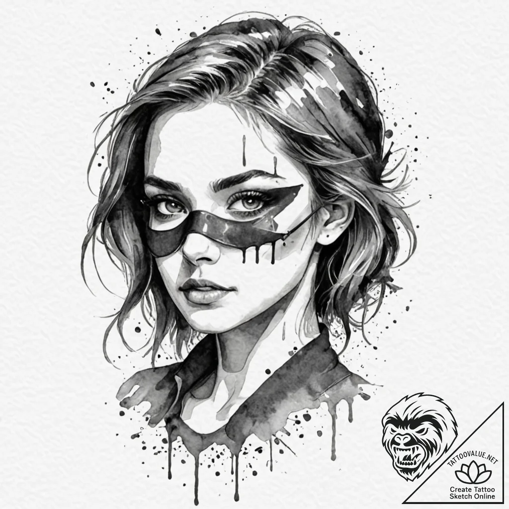 Watercolor portrait of a beautiful but deadly... - tattoo sketch (№1753151416_0, 22.07.2025 02:30) — tattoovalue.net