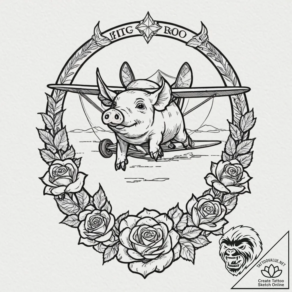 A graphic novel panel of porco rosso, the pig... - tattoo sketch (№1753151502_0, 22.07.2025 02:31) — tattoovalue.net