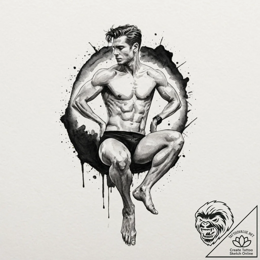 A watercolor tattoo of a "lap dance" from stu... - tattoo sketch (№1753151671_0, 22.07.2025 02:34) — tattoovalue.net