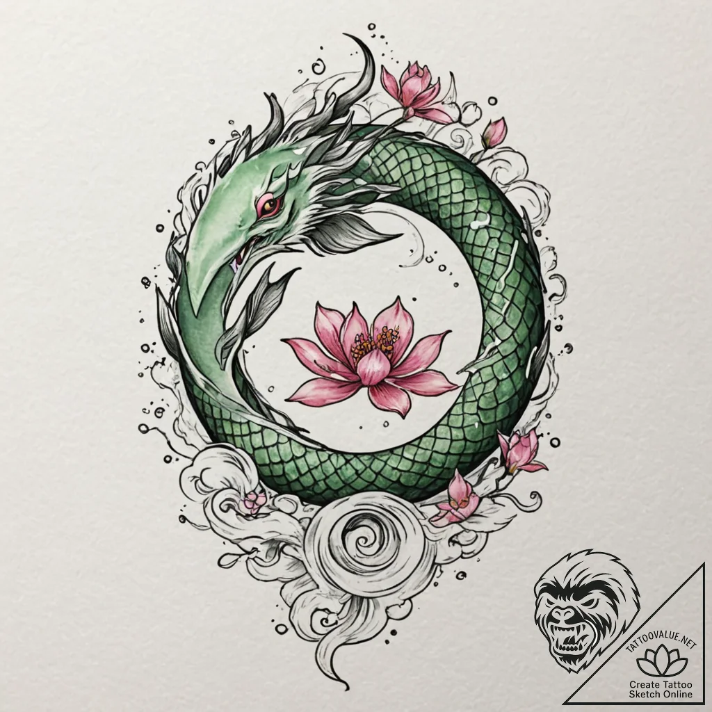 Tattoo sketch: watercolor splashes of pink, g... - tattoo sketch (№1753152261_0, 22.07.2025 02:44) — tattoovalue.net