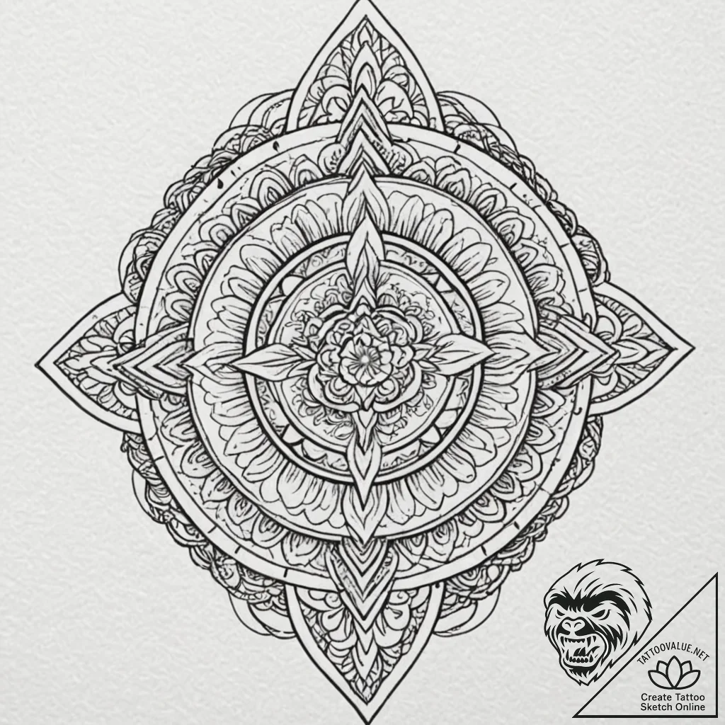 Tattoo design a geometric pattern resembling... - tattoo sketch (№1753152431_0, 22.07.2025 02:47) — tattoovalue.net
