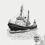 A shot of a tugboat guiding a large ship into… – tattoo sketch (№1753152598_0, 22.07.2025 02:49) — tattoovalue.net