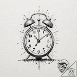 A linework tattoo of the alarm clock from gro… – tattoo sketch (№1753152852_0, 22.07.2025 02:54) — tattoovalue.net