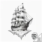 Ship, concept art for tattoo, sepia tone sket… – tattoo sketch (№1753153447_0, 22.07.2025 03:04) — tattoovalue.net