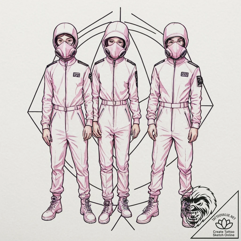 A sketch of the guards in their pink jumpsuit... - tattoo sketch (№1753153531_0, 22.07.2025 03:05) — tattoovalue.net