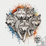 Tattoo sketch a wolf pack in full stride, for… – tattoo sketch (№1753153866_0, 22.07.2025 03:11) — tattoovalue.net