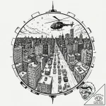 The view of a city at night from a helicopter… – tattoo sketch (№1753154023_0, 22.07.2025 03:13) — tattoovalue.net