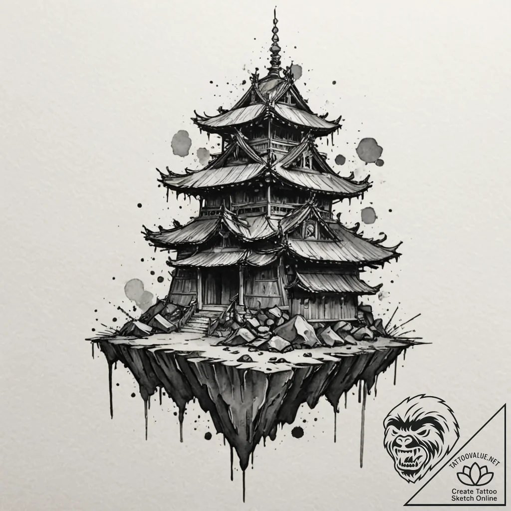 A trash polka tattoo of sukuna's domain expan... - tattoo sketch (№1753154411_0, 22.07.2025 03:20) — tattoovalue.net