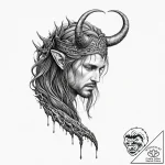 A linework tattoo of the horn of gondor, brok… – tattoo sketch (№1753154490_0, 22.07.2025 03:21) — tattoovalue.net