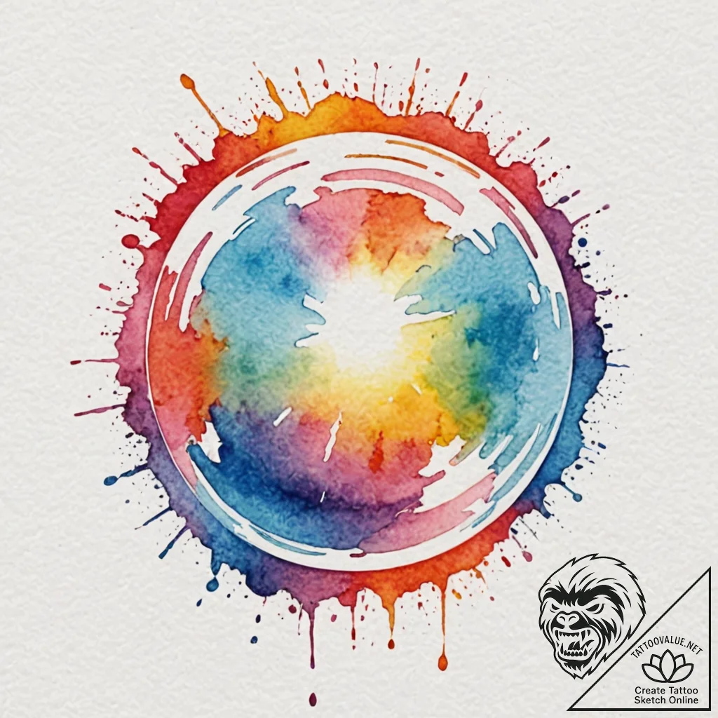 Orb glowing with spectral light, artistic tat... - tattoo sketch (№1753155190_0, 22.07.2025 03:33) — tattoovalue.net
