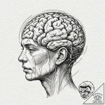 Human head with exposed holographic brain, ta… – tattoo sketch (№1753155268_0, 22.07.2025 03:34) — tattoovalue.net