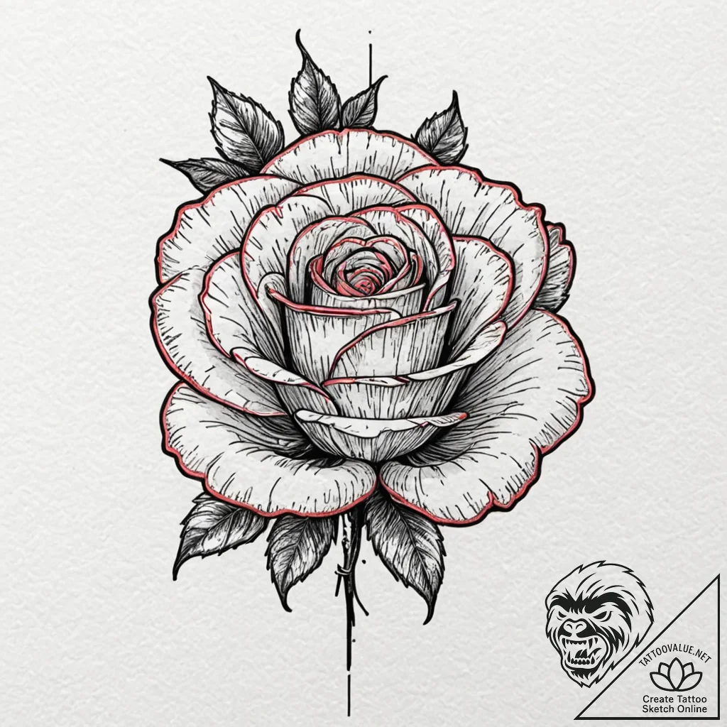 Holographic rose, shimmering with rainbow col... - tattoo sketch (№1753156756_0, 22.07.2025 03:59) — tattoovalue.net