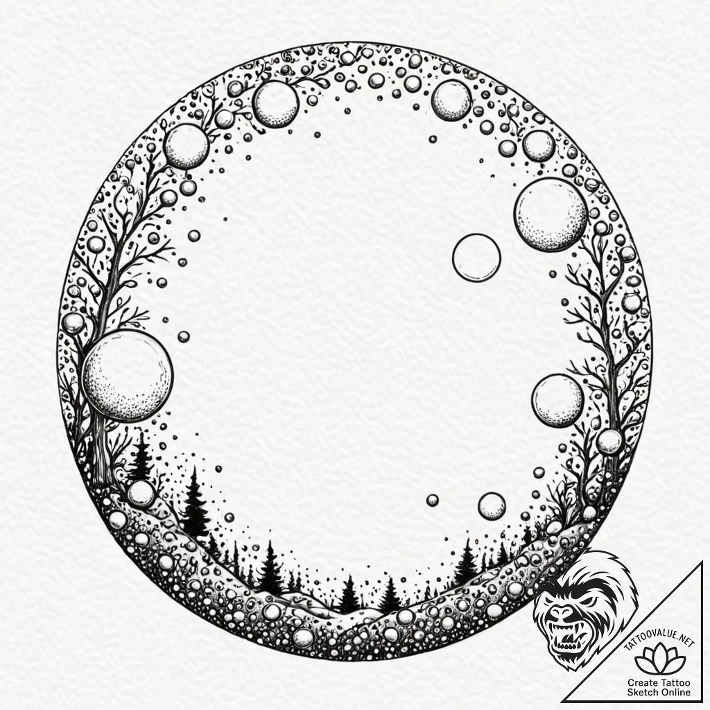 A whimsical bubble in a painting, illusory,,... - tattoo sketch (№1753156912_0, 22.07.2025 04:01) — tattoovalue.net