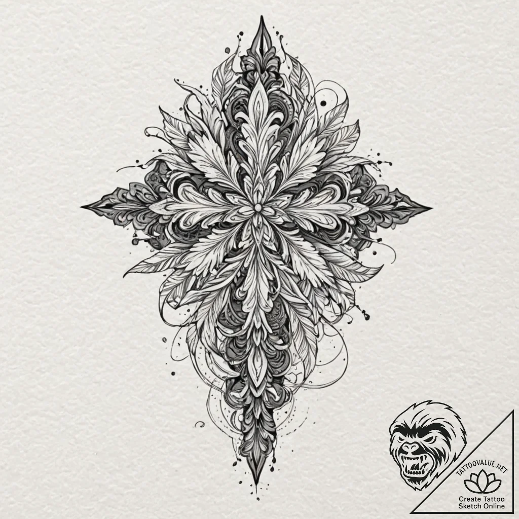 Ivory feathers caught in storm, tattoo flash... - tattoo sketch (№1753157148_0, 22.07.2025 04:05) — tattoovalue.net