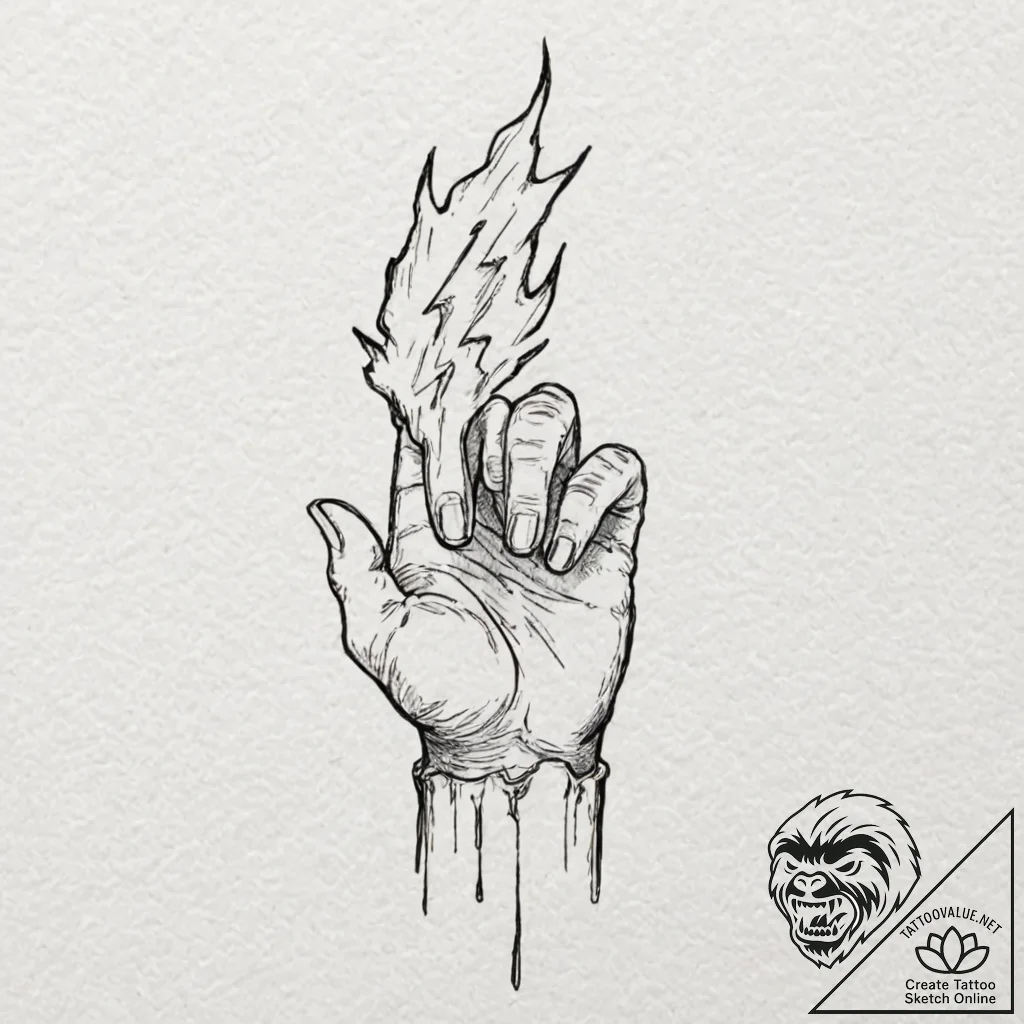 Zeus's hand, clenched and gathering a lightni... - tattoo sketch (№1753157226_0, 22.07.2025 04:07) — tattoovalue.net