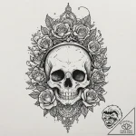 Sunken crown beneath coral reef, tattoo flash… – tattoo sketch (№1753157700_0, 22.07.2025 04:15) — tattoovalue.net