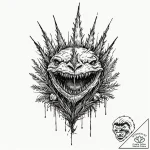 Pine needle crown devouring light, ink illust… – tattoo sketch (№1753157780_0, 22.07.2025 04:16) — tattoovalue.net