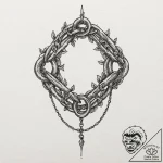 Sunken relic bound in chains, tattoo line art… – tattoo sketch (№1753158094_0, 22.07.2025 04:21) — tattoovalue.net