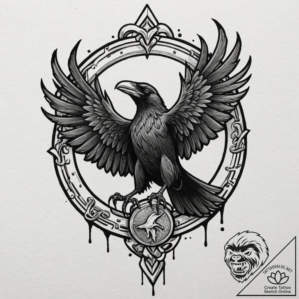 Raven claw clutching ancient coin, concept ar... - tattoo sketch (№1753158562_0, 22.07.2025 04:29) — tattoovalue.net