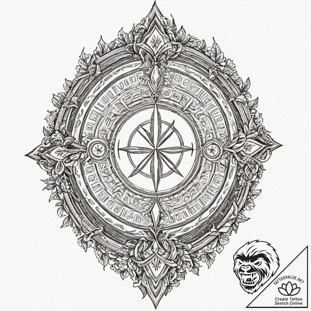 Silver shield cracked with runes, concept art... - tattoo sketch (№1753158953_0, 22.07.2025 04:35) — tattoovalue.net