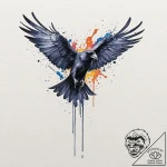 Angelic raven with glowing veins, artistic ta… – tattoo sketch (№1753159112_0, 22.07.2025 04:38) — tattoovalue.net