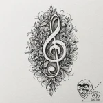 Clef (treble or bass) elegantly integrated wi… – tattoo sketch (№1753159349_0, 22.07.2025 04:42) — tattoovalue.net