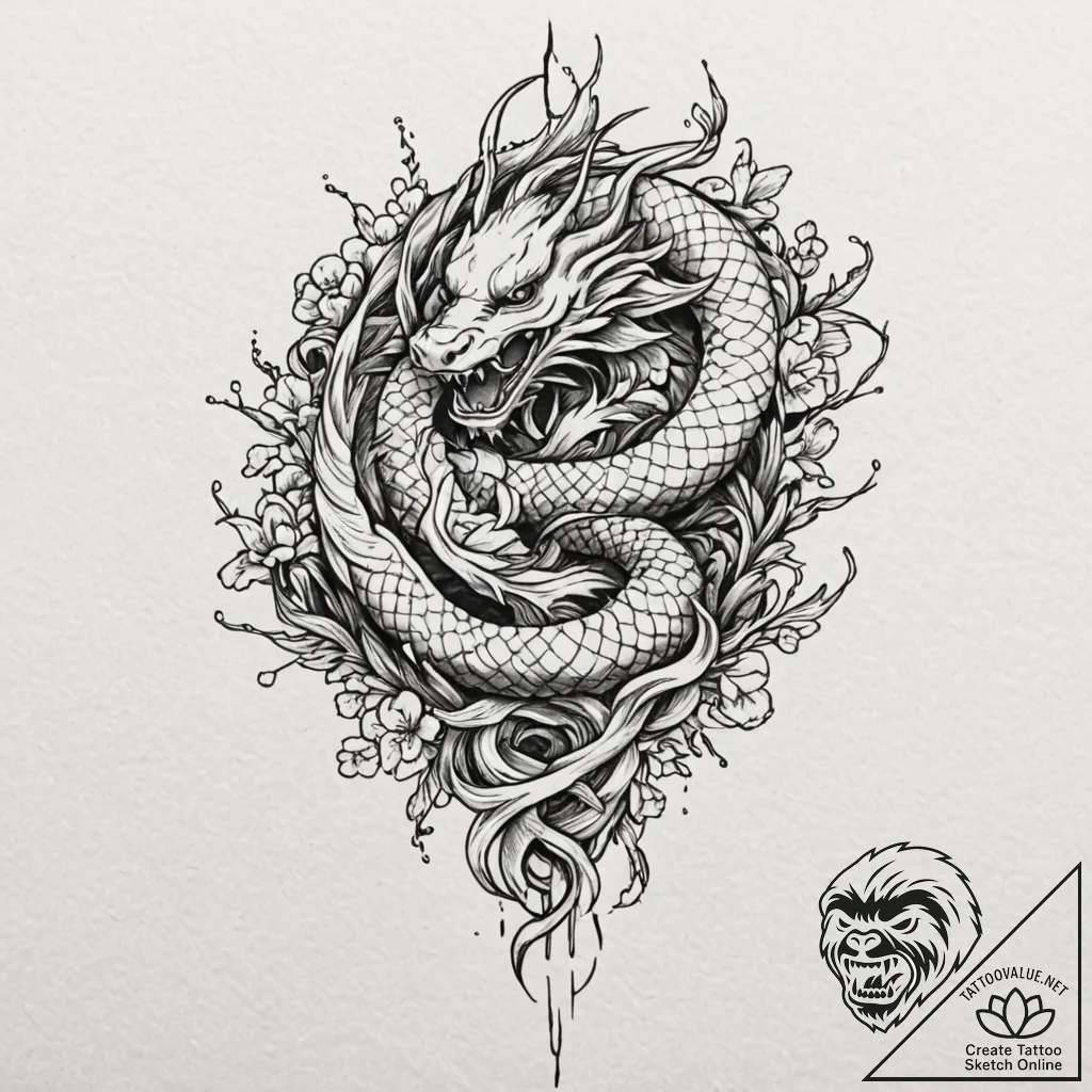 Bone dagger entwined with roots, tattoo line... - tattoo sketch (№1753159506_0, 22.07.2025 04:45) — tattoovalue.net