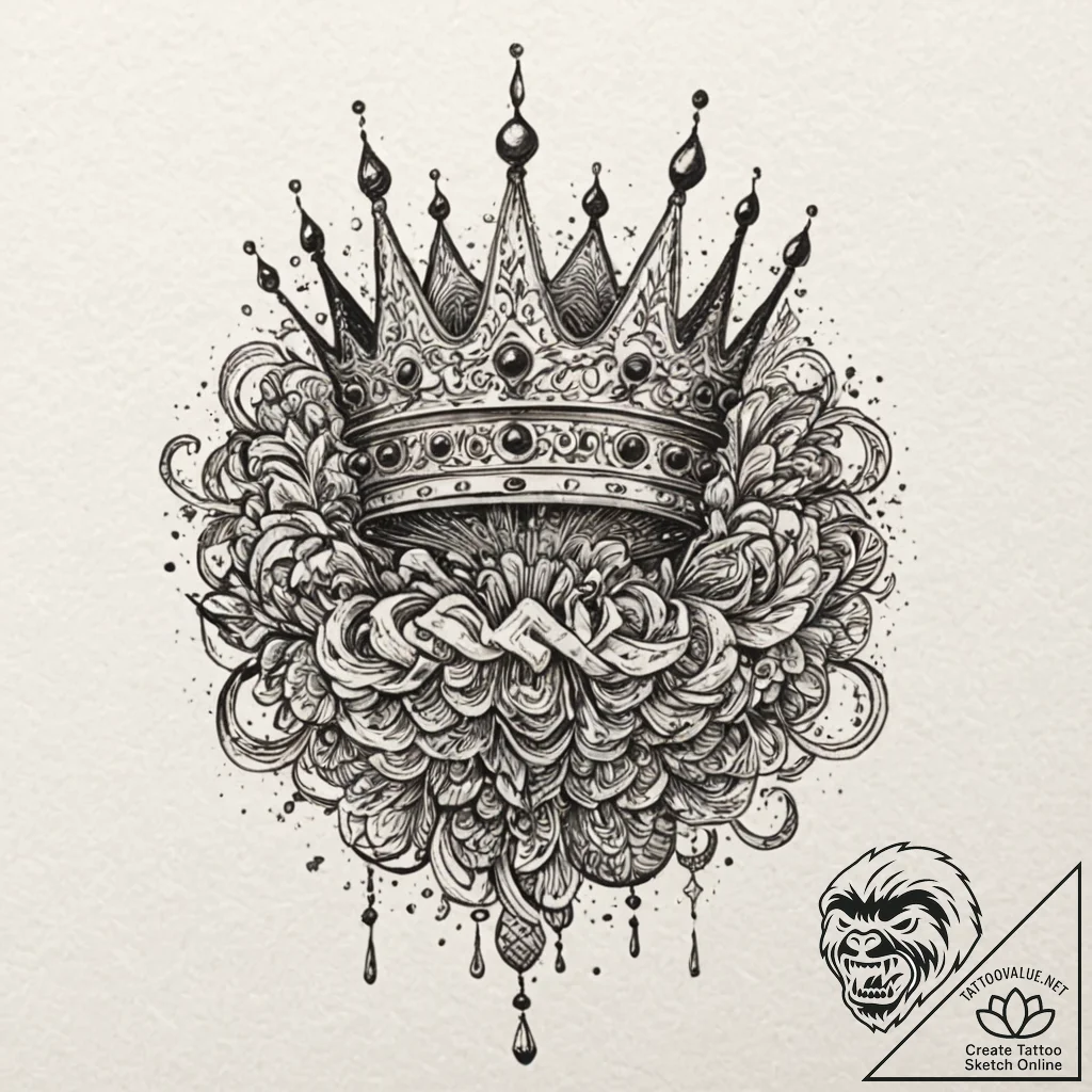 Doodle of a crown, hand-drawn style, tattoo f... - tattoo sketch (№1753159663_0, 22.07.2025 04:47) — tattoovalue.net