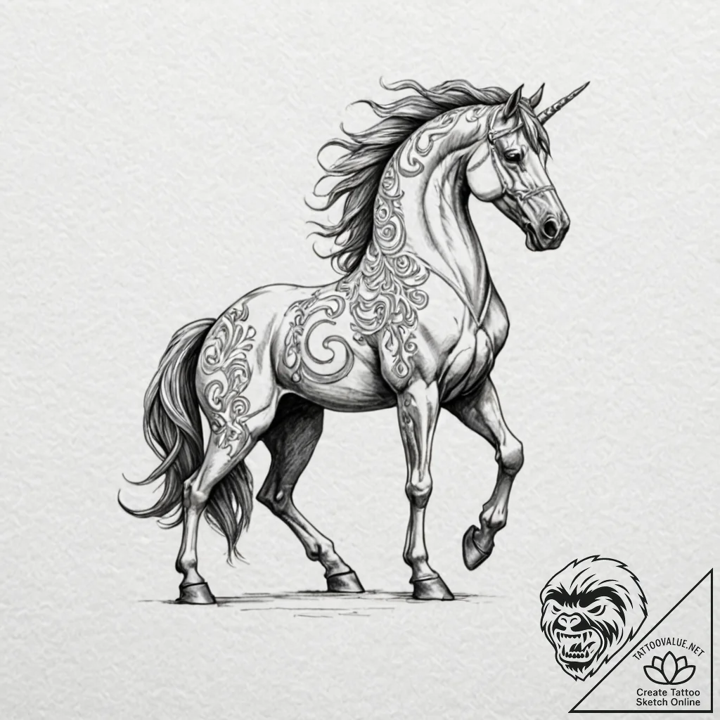 Sleipnir, odin's eight-legged horse - tattoo sketch (№1753161005_0, 22.07.2025 05:10) — tattoovalue.net