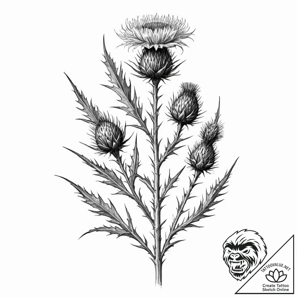 Thistle - tattoo sketch (№1753161239_0, 22.07.2025 05:13) — tattoovalue.net