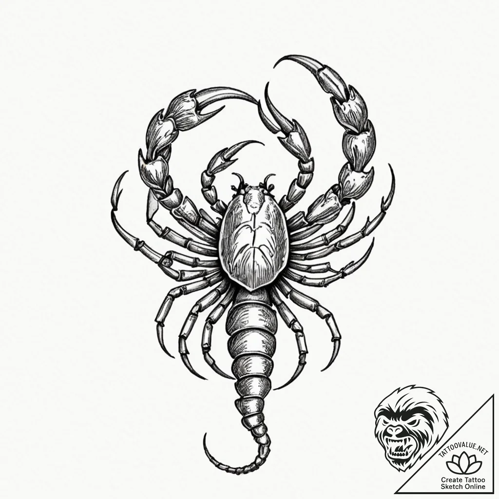 Scorpio - tattoo sketch (№1753161396_0, 22.07.2025 05:16) — tattoovalue.net