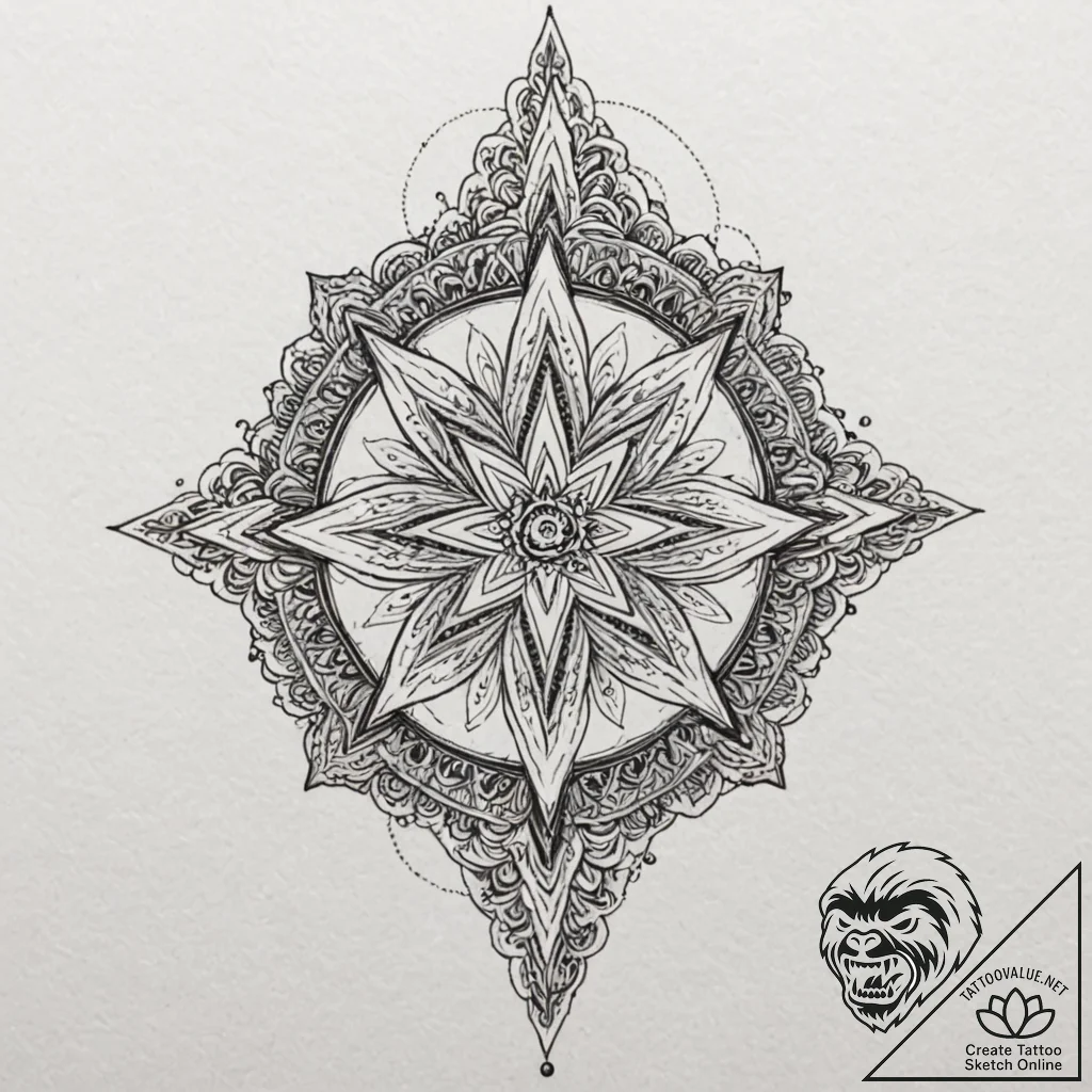 Five-pointed star, tattoo sketch design, on a... - tattoo sketch (№1753161945_0, 22.07.2025 05:25) — tattoovalue.net