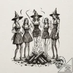 A coven of witches around a fire, concept art… – tattoo sketch (№1753162813_0, 22.07.2025 05:40) — tattoovalue.net