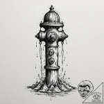 Fire hydrant bursting with a torrent of liqui… – tattoo sketch (№1753162892_0, 22.07.2025 05:41) — tattoovalue.net