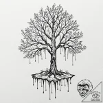 Amber tree dripping with sap, tattoo line art… – tattoo sketch (№1753163287_0, 22.07.2025 05:48) — tattoovalue.net