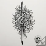 Katana blade reflecting a neon-drenched tokyo… – tattoo sketch (№1753163764_0, 22.07.2025 05:56) — tattoovalue.net