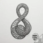 Klein bottle, tattoo line art, black and whit… – tattoo sketch (№1753164001_0, 22.07.2025 06:00) — tattoovalue.net