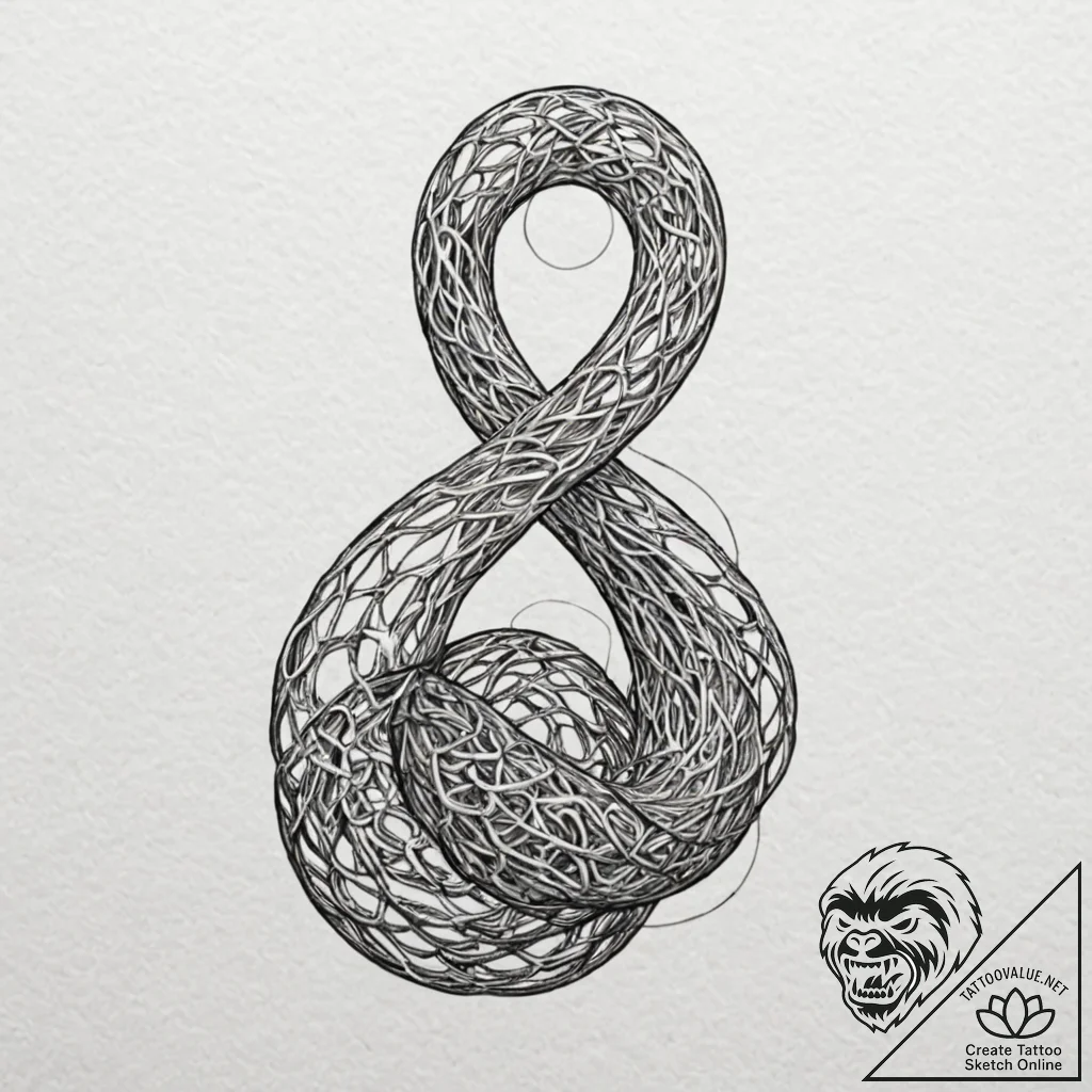 Klein bottle, tattoo line art, black and whit... - tattoo sketch (№1753164001_0, 22.07.2025 06:00) — tattoovalue.net
