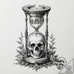 A memento mori still life (skull, hourglass,… – tattoo sketch (№1753164158_0, 22.07.2025 06:02) — tattoovalue.net