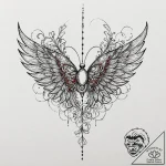 Engraved wings wrapped in shadows, tattoo ske… – tattoo sketch (№1753164630_0, 22.07.2025 06:10) — tattoovalue.net
