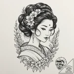 Jade comb in a geisha’s hair, tattoo flash sh… – tattoo sketch (№1753165420_0, 22.07.2025 06:23) — tattoovalue.net