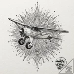 Propeller from a vintage airplane, tattoo lin… – tattoo sketch (№1753165894_0, 22.07.2025 06:31) — tattoovalue.net