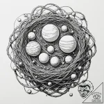 A bird’s nest holding planets instead of eggs… – tattoo sketch (№1753166289_0, 22.07.2025 06:38) — tattoovalue.net