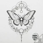Celestial moth with moon phases detailed on i… – tattoo sketch (№1753166446_0, 22.07.2025 06:40) — tattoovalue.net